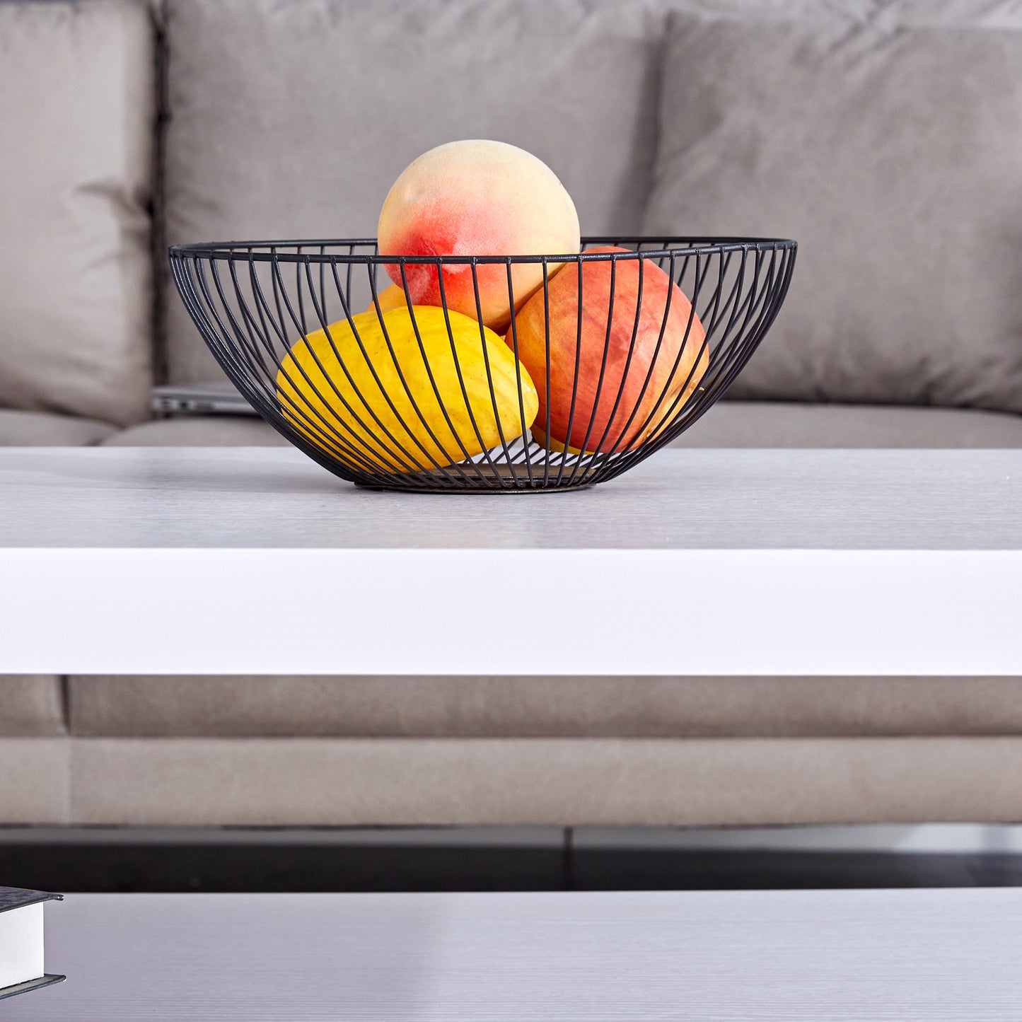 Double rectangular coffee table. The board surface is MDF, with white stickers, and both sides are transparent tempered glass. Suitable for living room, bedroom and other occasions.