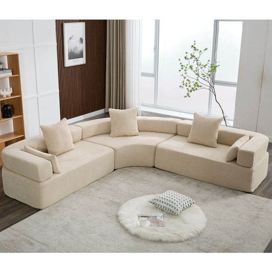 Henry Khaki Oversized Modern Modular Curved Sofa