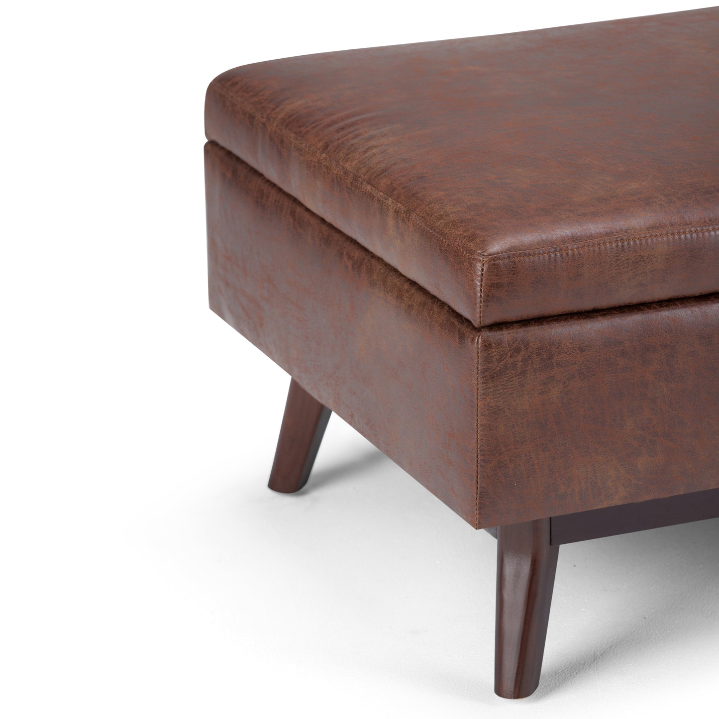 Owen - Coffee Table Storage Ottoman - Distressed Saddle Brown