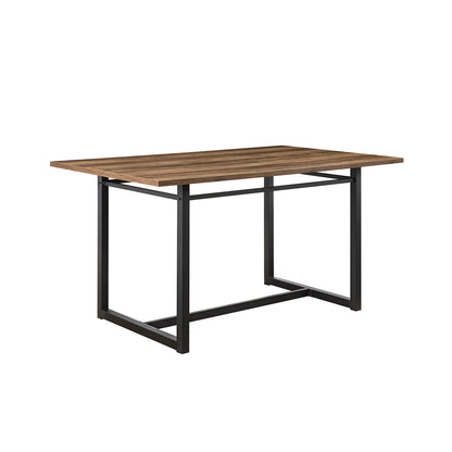 Modern Industrial Metal and Wood 10015-Inch Rectangle Dining Table – Rustic Oak