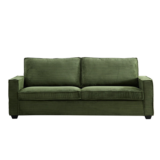 Corduroy Sofa, 87.4 inch Modern Design Sofa with Cup Holder and Storage Bags, Deep Seat Sofa Couch,Comfy Couch for Living Room,Apartment,Office,Green