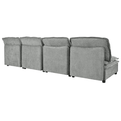 U_Style Double-Layer Cushion Modular Sofa, Freely Combinable, 4-Seater with Storage Function, Includes 4 Soft Cushions, Perfect for Living Rooms, Offices, and Apartments