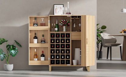 42.5" Modern Home Bar Cabinet Carved Wine Cabinet with Storage