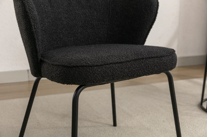 Retro Minimalist Modern Boucle Fabric Dining Chairs