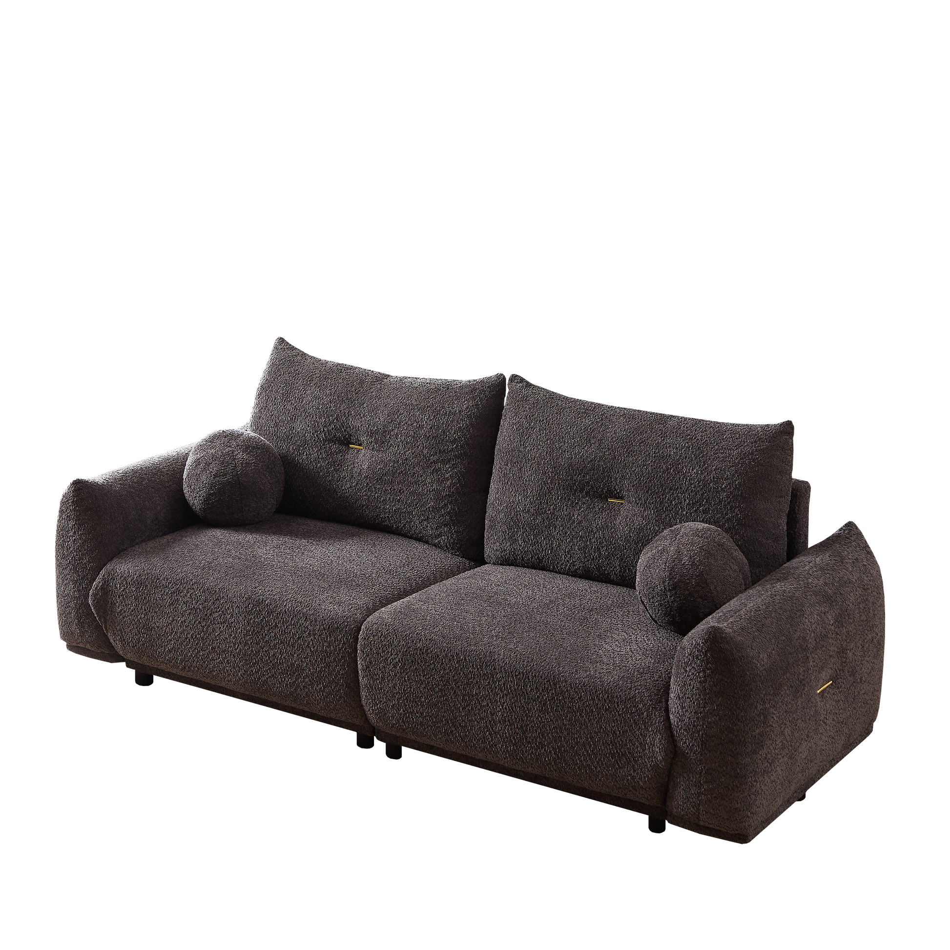 Lamb's wool 2-seater cushion sofa 90'' comfortable sofa for living room Bedroom and other casual spaces Lamb's wool sofa with 2 cushions and 2 ball pillows. (gray)