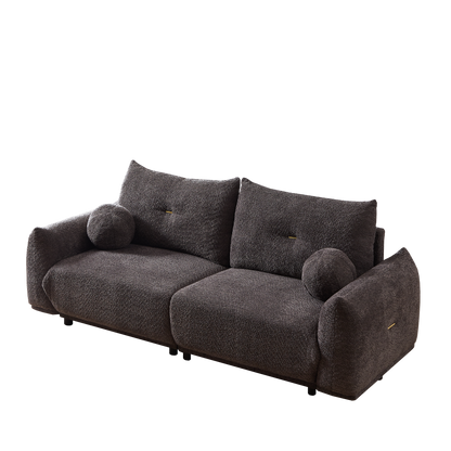 Lamb's wool 2-seater cushion sofa 90'' comfortable sofa for living room Bedroom and other casual spaces Lamb's wool sofa with 2 cushions and 2 ball pillows. (gray)