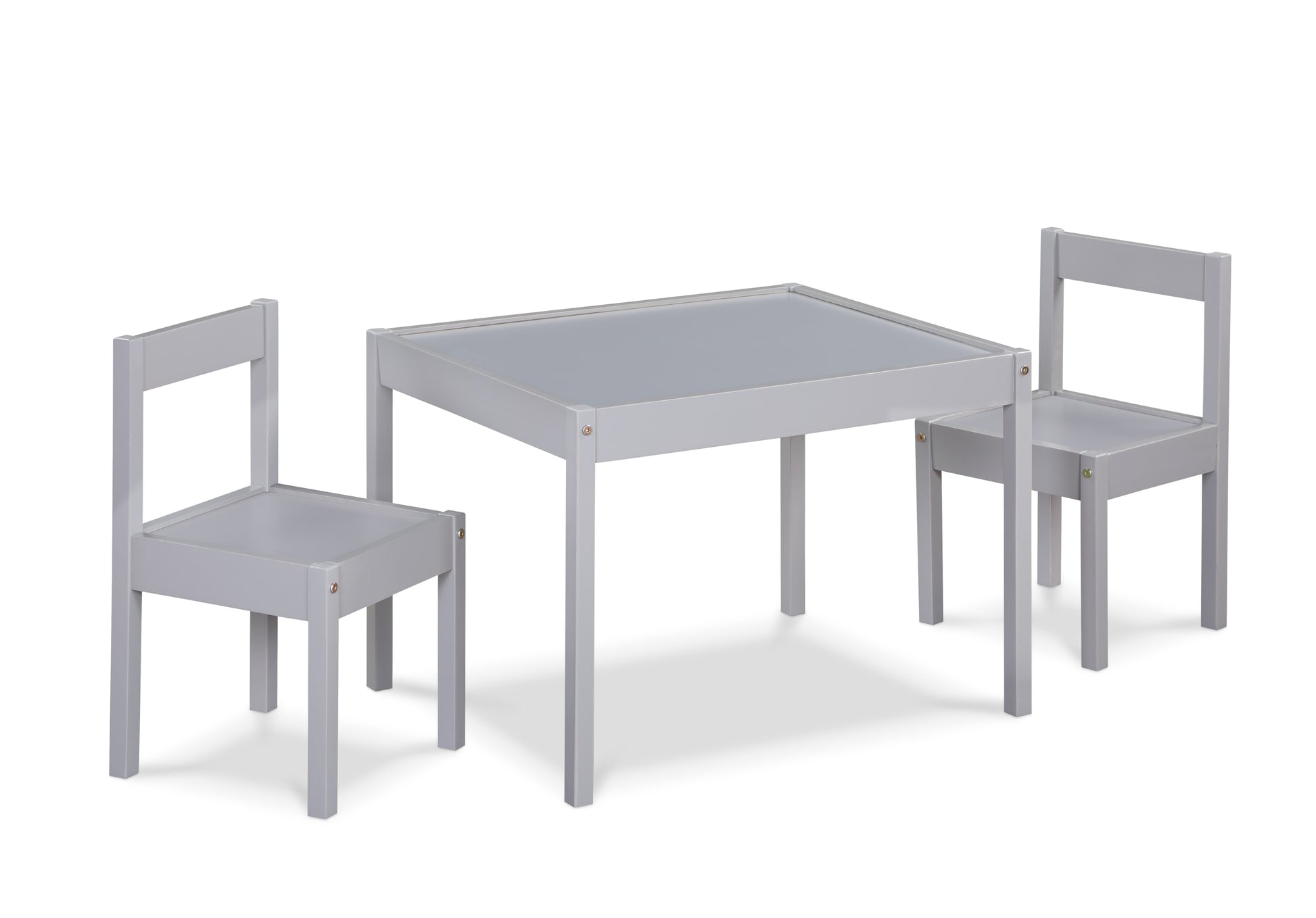 Della 3-Piece Solid Wood Kids Table & Two Chair Set, Gray