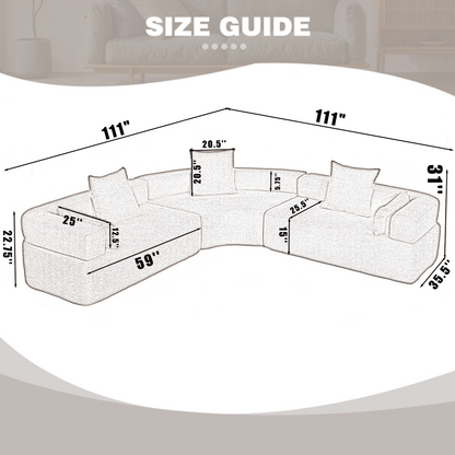 [NEW ARRIVED] [VIDEO PROVIDED]Oversized Combination Sofa,Curved Sofa,Upholstered 4 Seater Couch for Living Room,  Modern Modular 3 Piece Free Combination, Semicircular Modular  Sofa ,  Boucle, Black