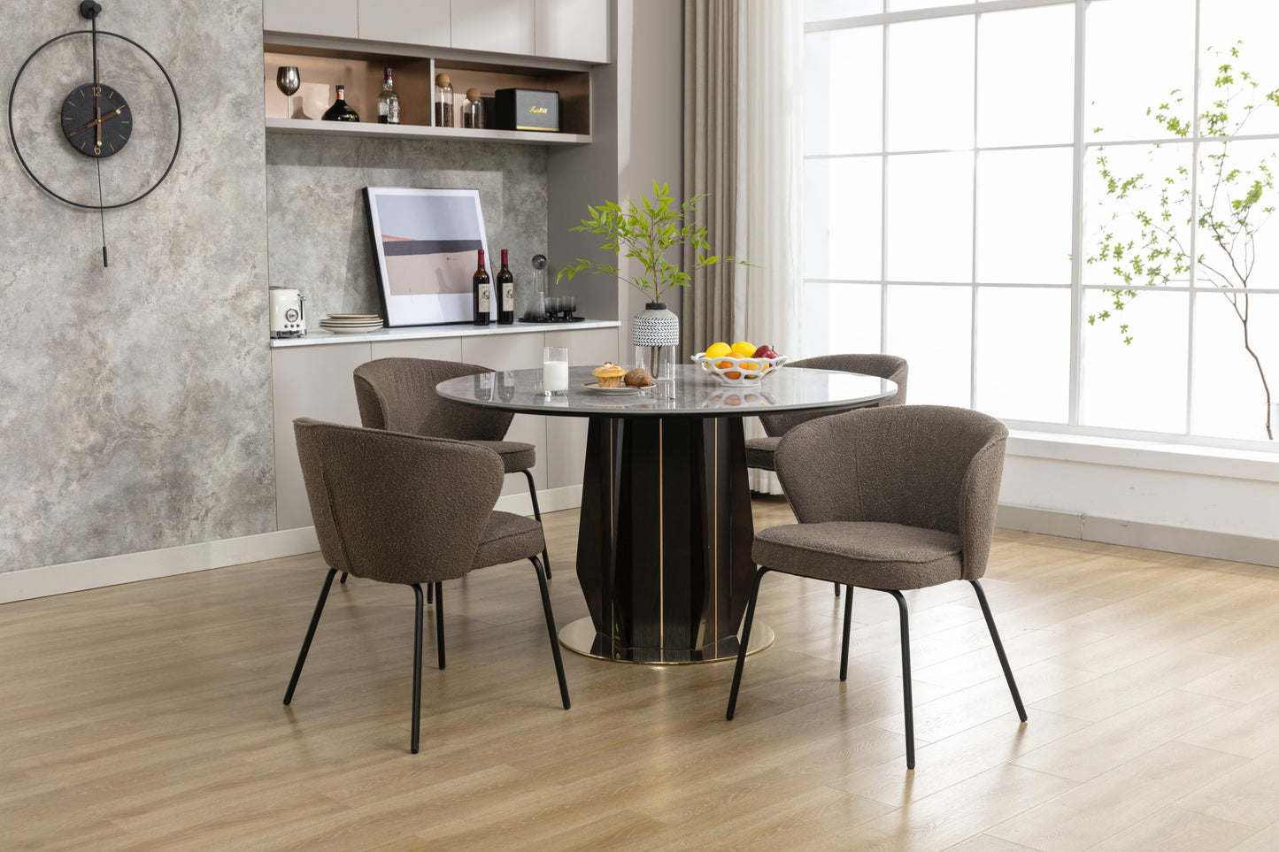 Retro Minimalist Modern Boucle Fabric Dining Chairs