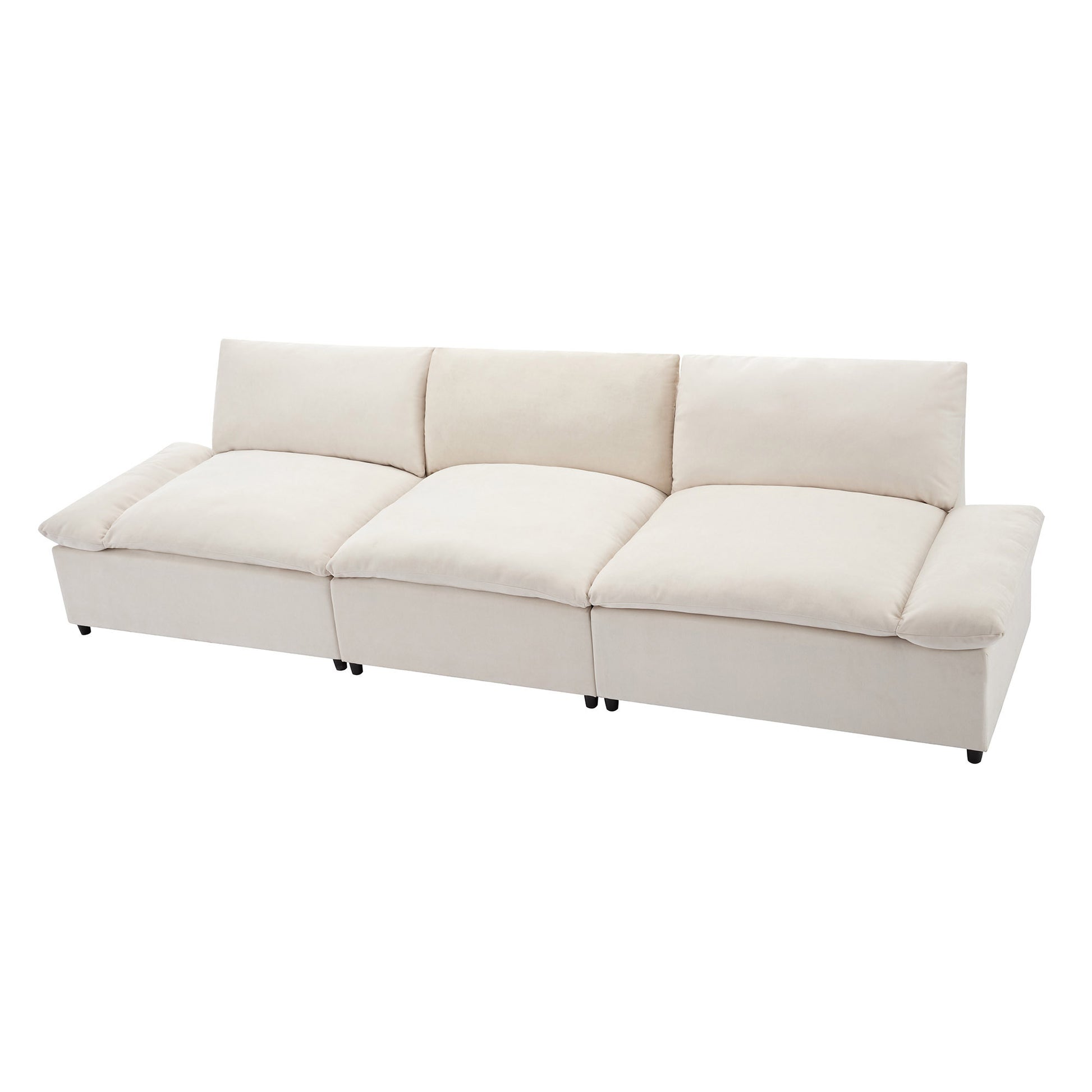 [ Video Provided]U_STYLE 119.5'' 3 Seater Sofa with 2 Storage Units , for Living Room, Office, Apartment