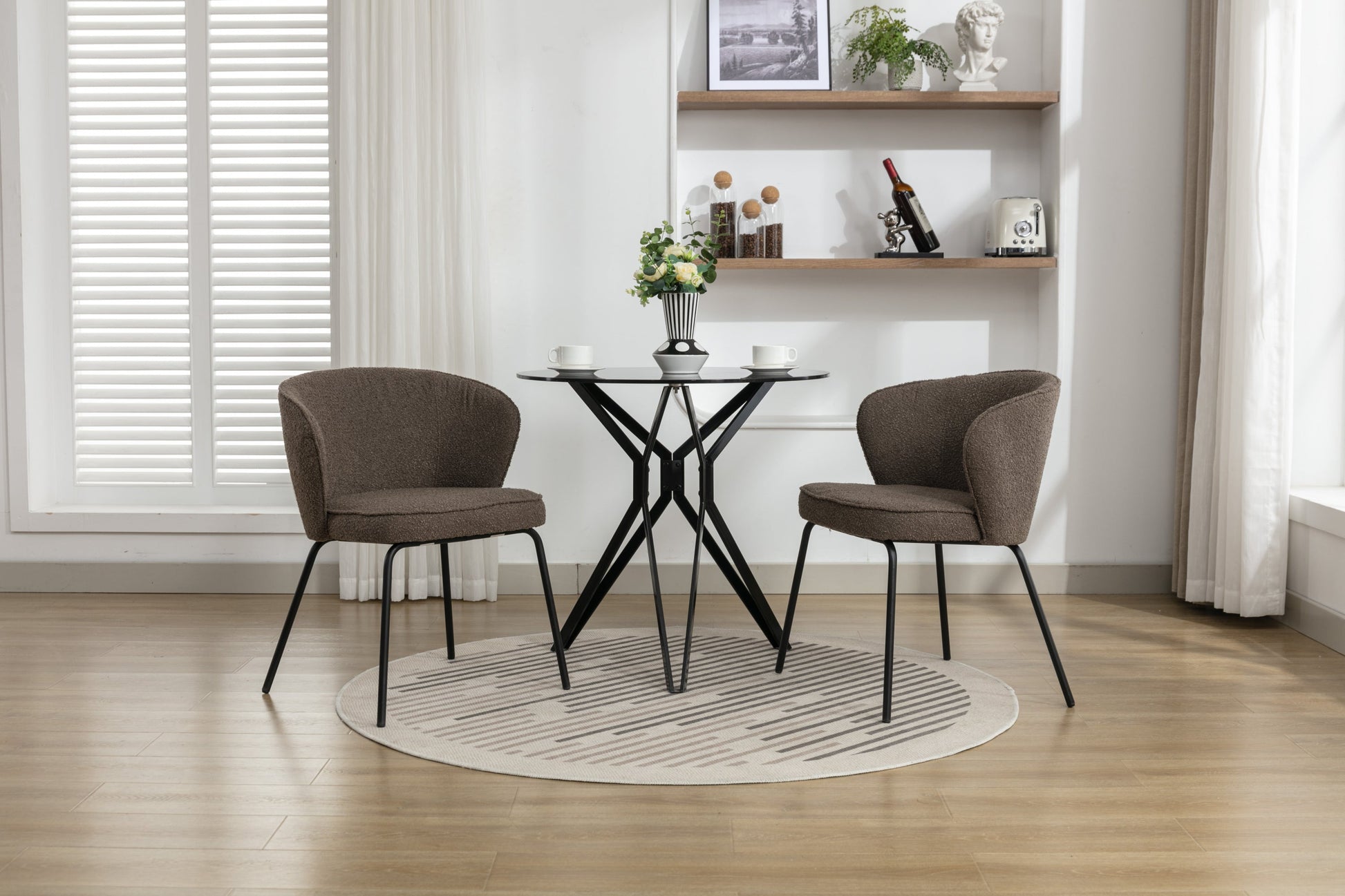 Retro Minimalist Modern Boucle Fabric Dining Chairs