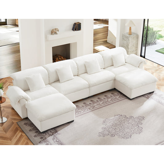 Oversized LargeU Shaped Couch, U Shaped Sectional Cloud Sofa , Sectional Cocuh with Storage Seats and Storage Ottomans,  4 Seater Deep Seat Modular U Shape Couch ,Modern Velvet Comfy Upholstered U Sha