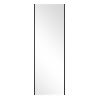 Aluminum alloy thin edged rectangular black full-length mirror with stand 64 * 21 * 1 inch Bathroom Vanity Mirror for Bedroom Entryway, Living/Dressing Room