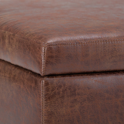 Owen - Coffee Table Storage Ottoman - Distressed Saddle Brown