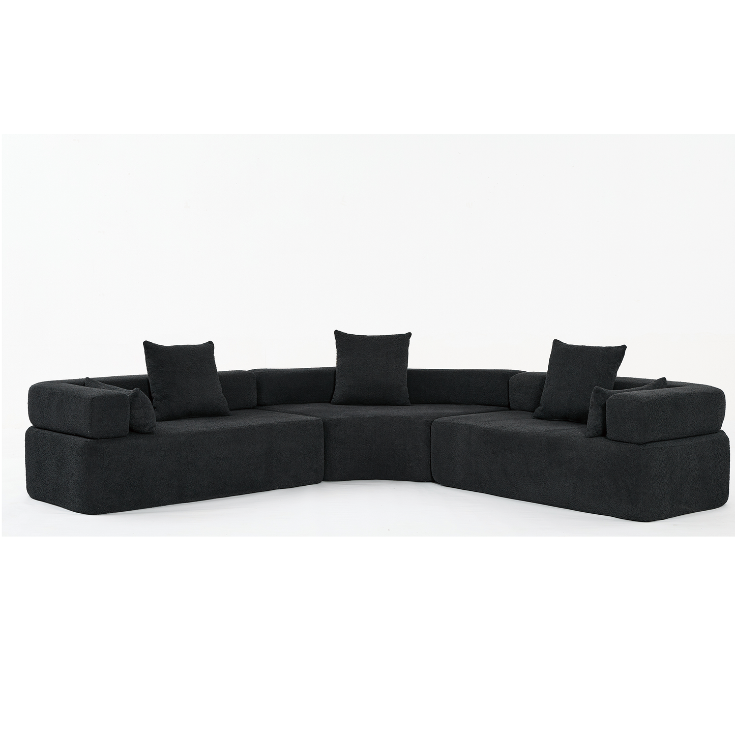 [NEW ARRIVED] [VIDEO PROVIDED]Oversized Combination Sofa,Curved Sofa,Upholstered 4 Seater Couch for Living Room,  Modern Modular 3 Piece Free Combination, Semicircular Modular  Sofa ,  Boucle, Black