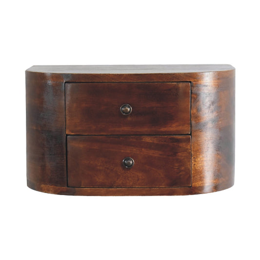 Artisan Furniture Solid Wood Lunar 2 Drawer Floating Nightstand, Bedside Table