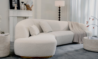 The modern crescent-shaped princess combination fabric sofa (Right Arm 2 Seater+Left Chaise)