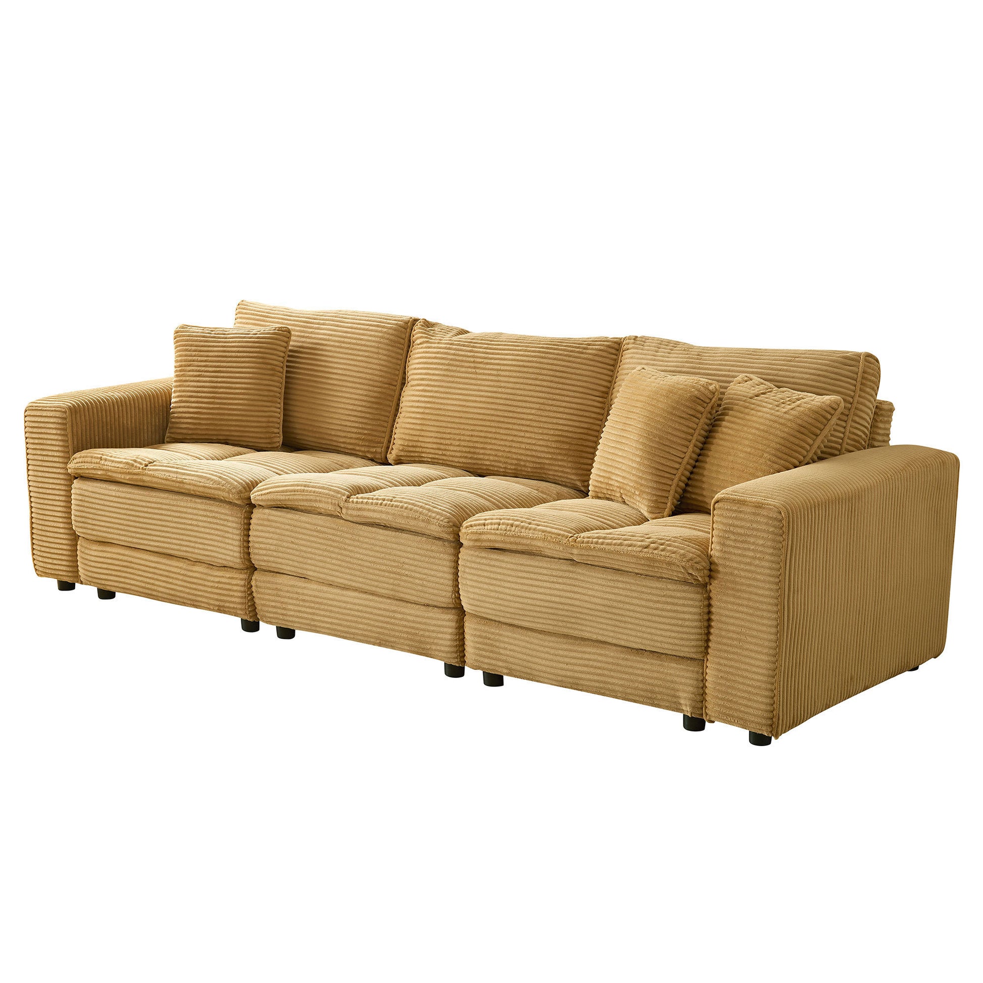 4 Seats(complimentary 2 pillows),Oversized Sectional Sofa,L Shaped Corner Couch with Detachable Seat & Back Cushion, Corduroy Upholstery Convertible Sleeper Sofa&Couch for Living Room