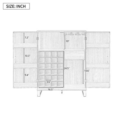 42.5" Modern Home Bar Cabinet Carved Wine Cabinet with Storage