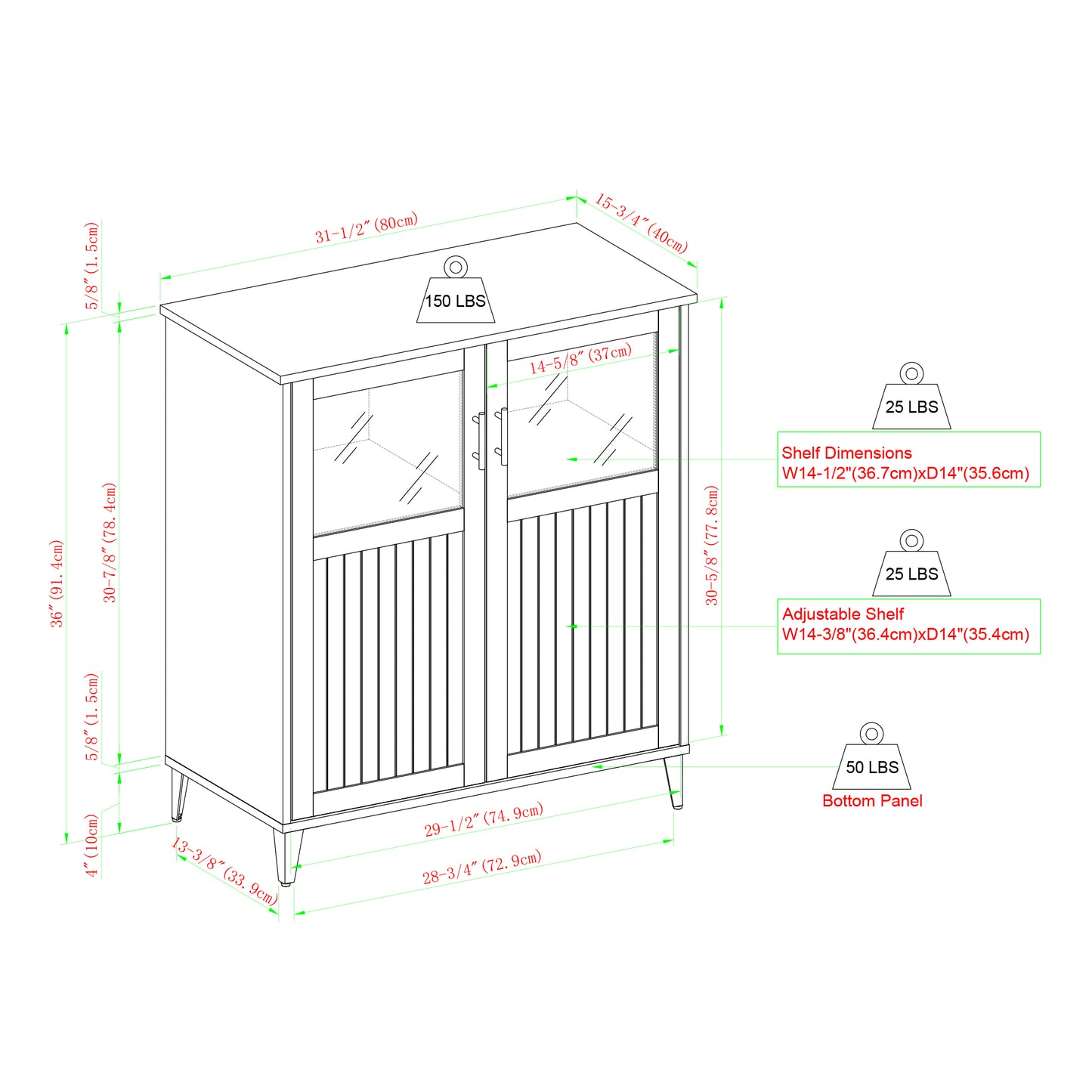 Modern Grooved-Door Accent Cabinet – Cerused Ash