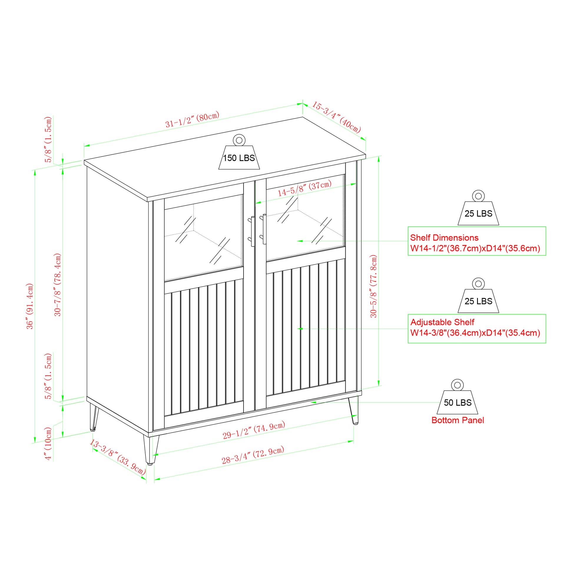 Modern Grooved-Door Accent Cabinet – Cerused Ash