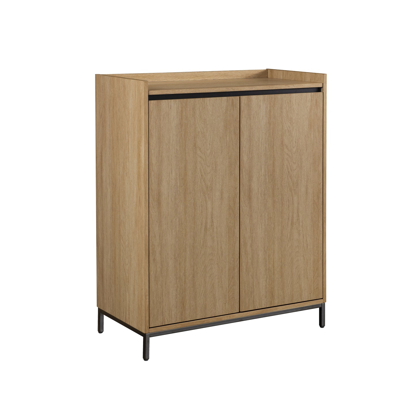 Contemporary Minimalist 2-Door Accent Cabinet – Coastal Oak