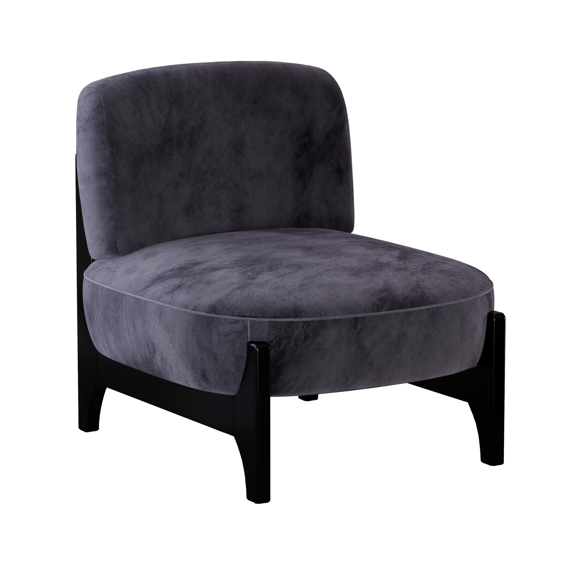 Upholstered Velvet Mid Century Modern Black Accent Chair