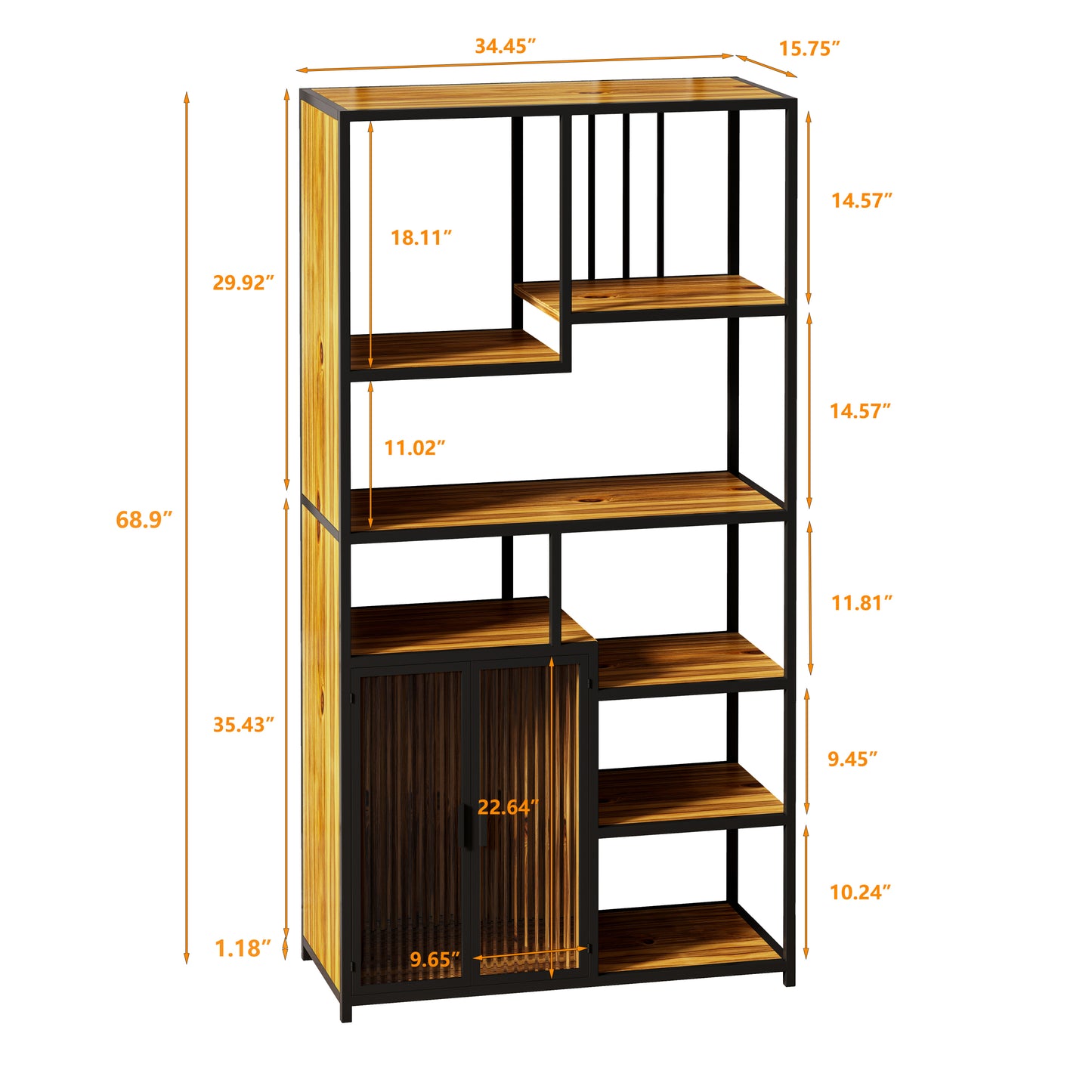 Multipurpose Bookshelf Storage Rack,  with Enclosed Storage Cabinet,for Living Room,Home Office,Kitchen(Combined Type)