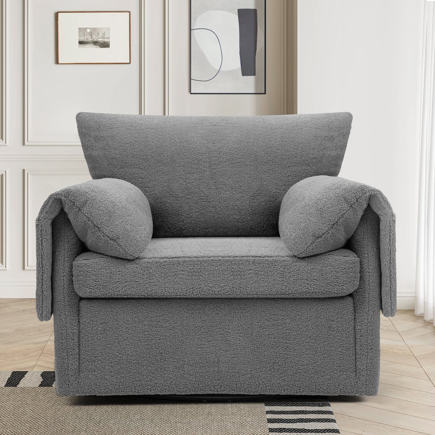 Oversized Swivel Armchair - Modern Swivel Accent Chair & Single Sofa Lounge,Comfortable Seating for Living Room & Bedroom