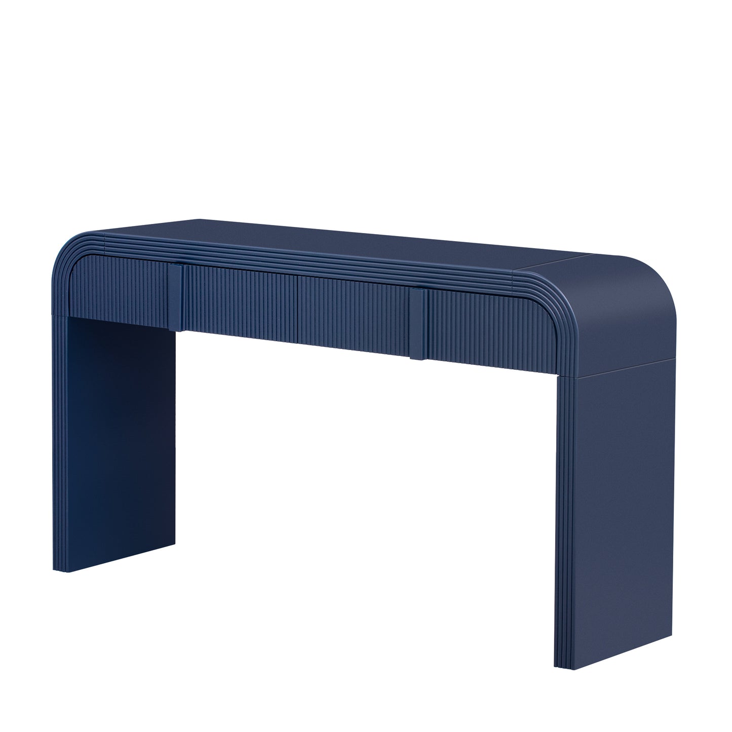 TREXM Unique Modern Rounded Silhouette and Smooth Surface Console Table with 2 Drawers for Living Room and Entryway(Navy Blue)