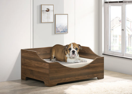 Gibson 36" Brown Alder Wood Finish 36" Wide Modern Comfy Pet Bed with Cushion