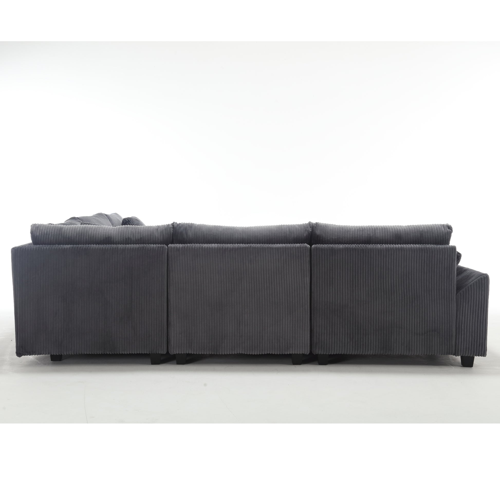 {NEW ARRIVAL} {VIDEO provided} Oversized Modular Sectional Sofa Couches Set,Corduroy Upholstered Deep Seat Comfy Sofa for Living Room,Dark Gray