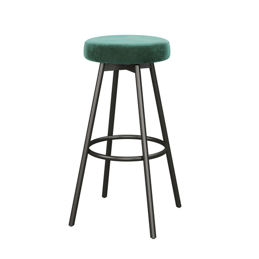 Modern Glam Upholstered Faux Velvet Bar Stool – Emerald