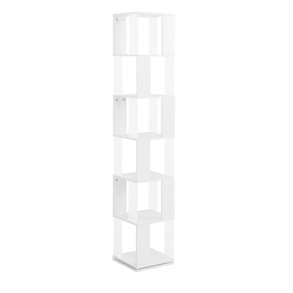 6 tier Rotating Bookshelf, Floor Rack Simple Bookcase  with Acrylic plate Student Multi-Function Creative Bookshelf for Living Room