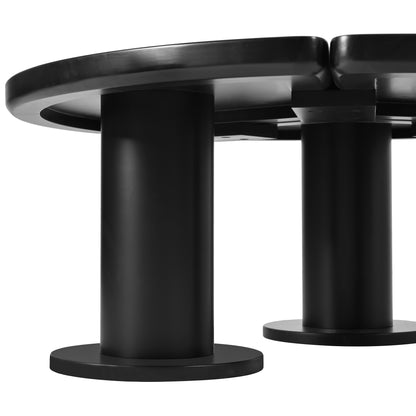 ON-TREND Φ39.4'' Easy Assembly Round Petal-Shaped Coffee Table, Cream Style Center Table with 3 Thick Legs, Minimalist Irregular End Table with Sleek Round Edges for Living Room, Black