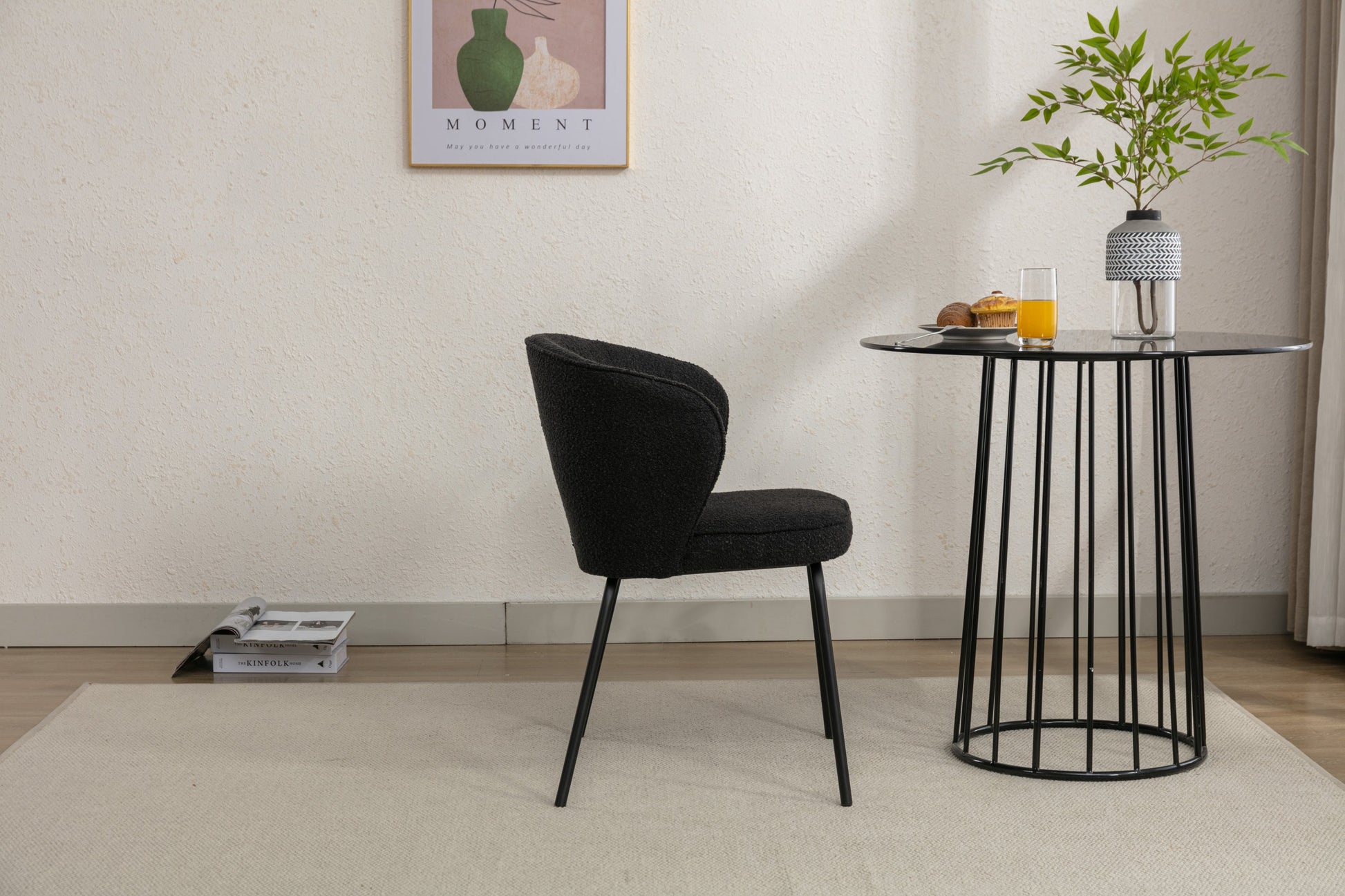 Retro Minimalist Modern Boucle Fabric Dining Chairs