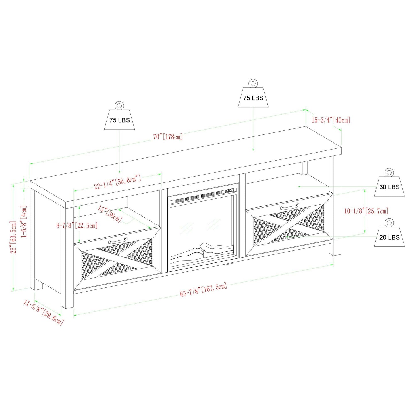 Industrial Farmhouse Metal Mesh Drop-Down X-Door 70" Fireplace TV Stand for 80" TVs - Stone Grey