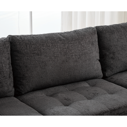 [NEW ARRIVED] [VIDEO PROVIDED]   Modular Sectional Couch with Storage Ottoman, U Shaped Sofa, Storage Ottoman,Minimalist ,Convertible Modular Sofa,Chenille ,Upholstered,6 Seat,Living Room,  Dark  Gray