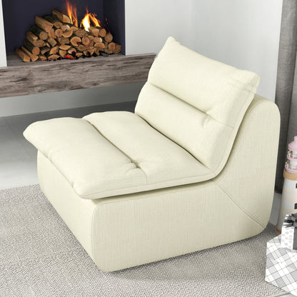 Lazy Floor Sofa ,Modern Armless Floor Lounge Chair, Comfy Accent Bean Bag Couch, Single Corner Chair Sofa for Living Room Bedroom Salon Office-beige