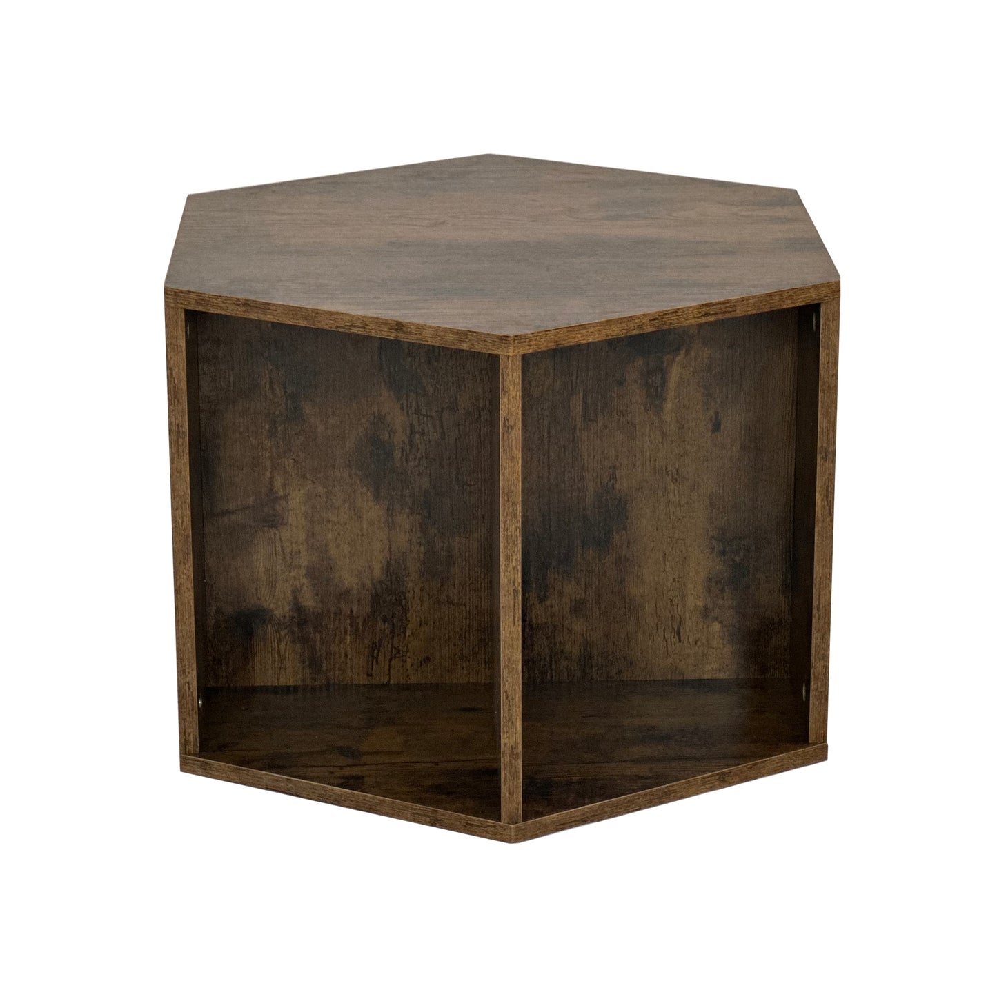 23.62'' Hexagonal Coffee Table Side Table Nightstand Antique Wood