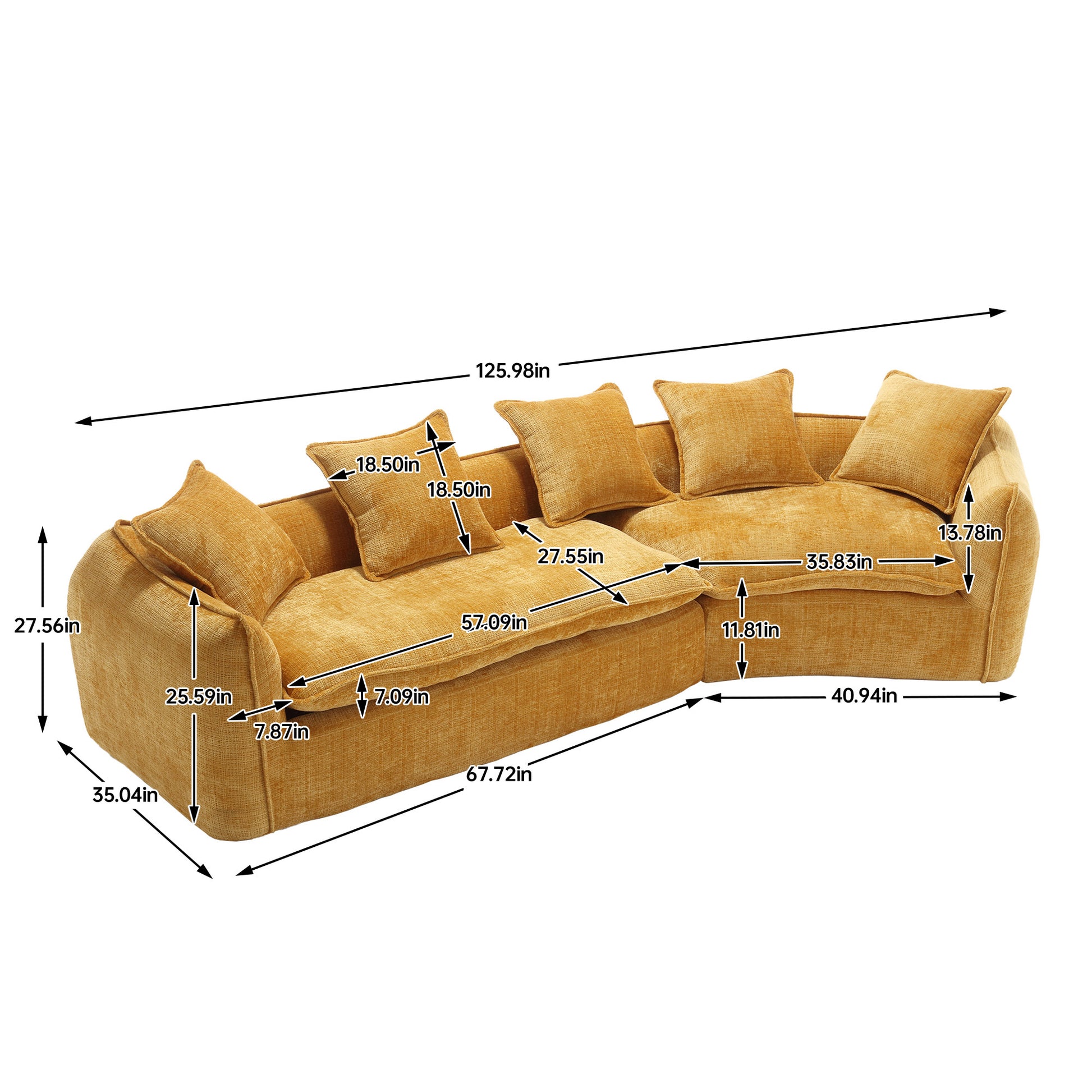 Modular Sectional Sofa, U-Shaped Couch with Sofa for five & Pillows, Modern Minimalist chenille Fabric Large Comfy Cloud Sofas, Living Room Furniture Sets