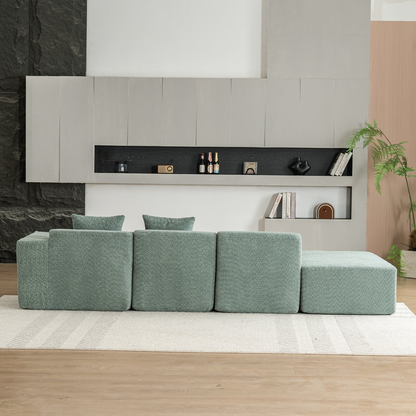 116.5" Sectional Sofa Full-compressed Sofa Couch Free-combined Sofa for Living Room, Green