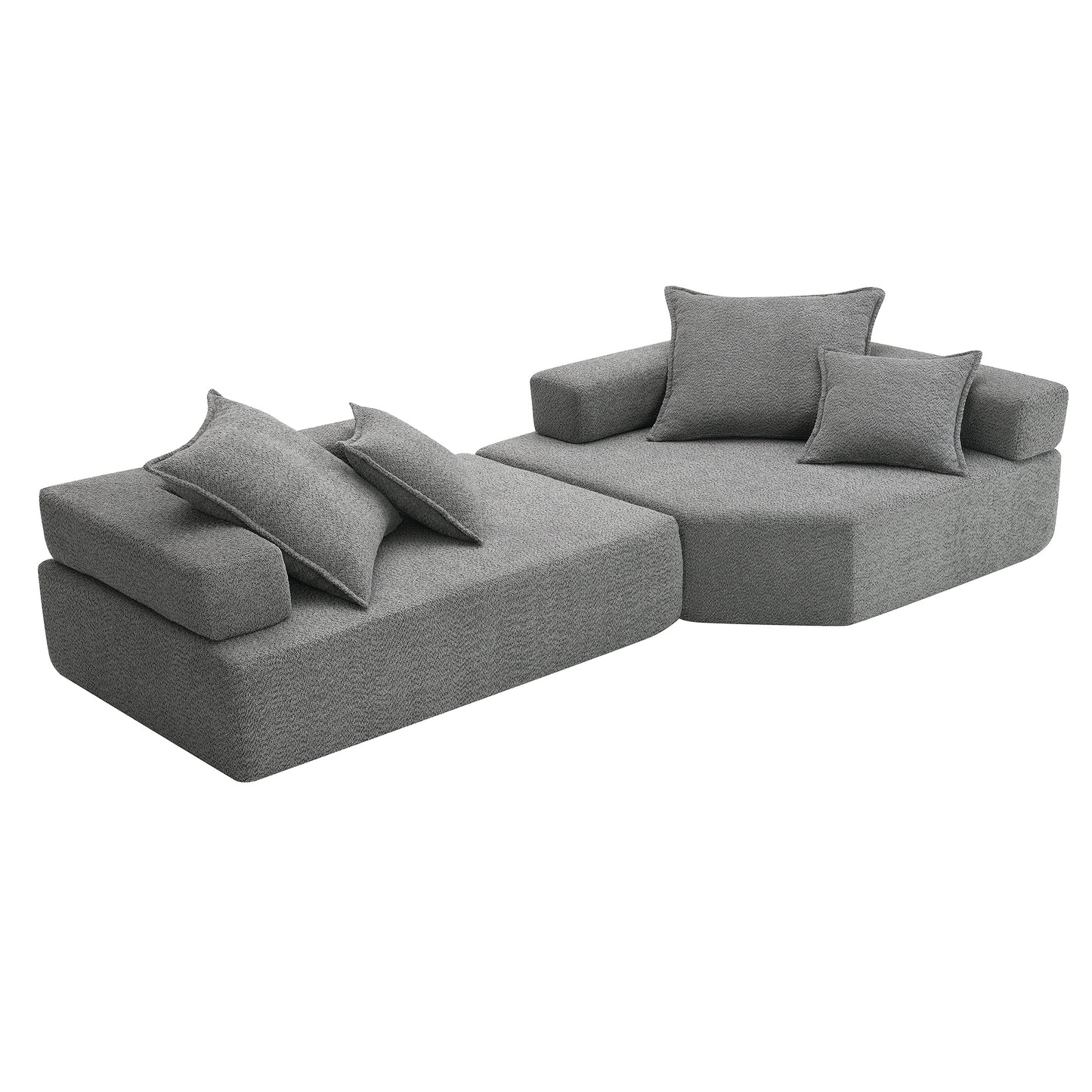 [VIDEO provided][New] Oversized Modular Sectional Sofa,Luxury Boucle Floor Couch Set,Convertible Sleeper Couch,Spacious Foam-Filled Sofa Bed for Living Room,2 PC Free Combination,2 Colors