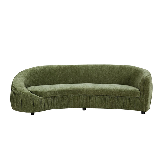 Modern Design Curved Shaped Sofa Couch for Living Room,Upholstered 3-Seat Sofa Fabric Couch for Apartment,Green