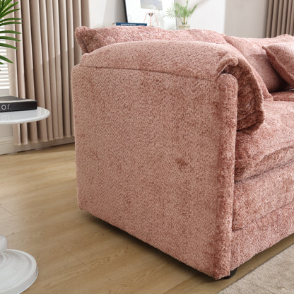 Modern Large boucle Fabric L-Shape Sectional Chenille fabric, movable pedals, detachable armrests, oversized three-seat Sofa