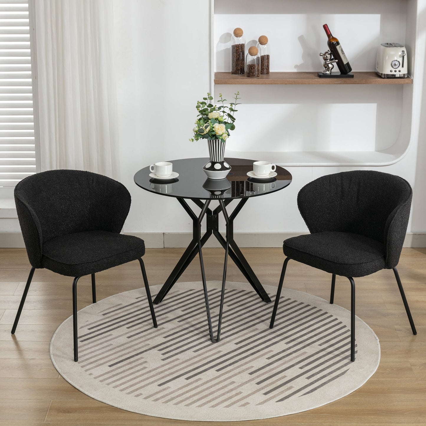 Retro Minimalist Modern Boucle Fabric Dining Chairs