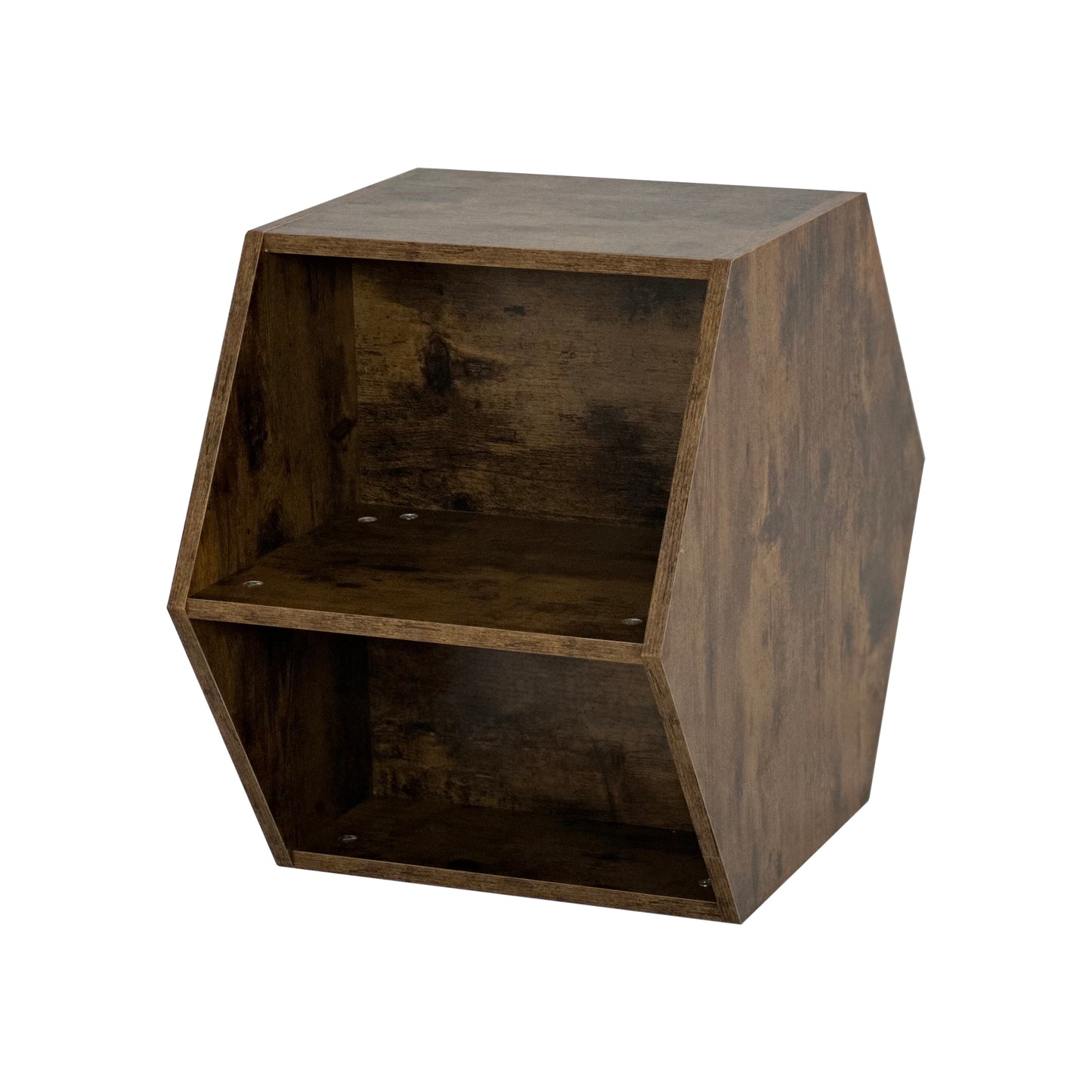 23.62'' Hexagonal Coffee Table Side Table Nightstand Antique Wood