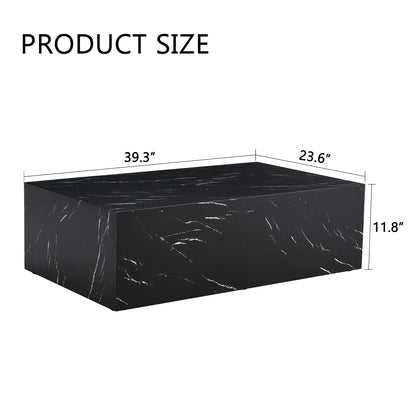 39.3*23.6*11.8 Inch Black Marble Texture MDF Coffee Table - Luxurious Design, Perfect Living Room Accent.Fashion texture design coffee table, suitable for various situations and scenes.