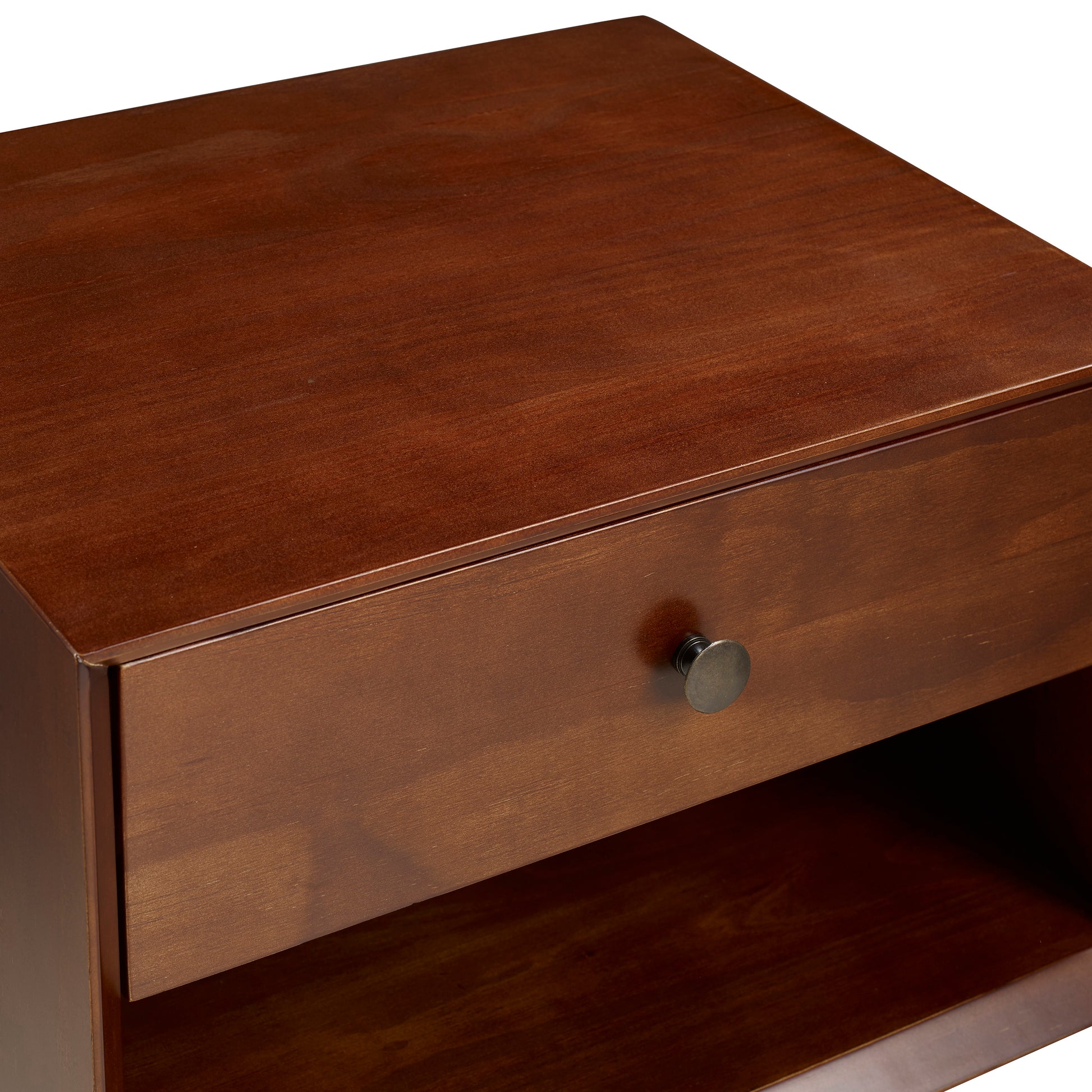 Mid-Century Modern Single-Drawer Solid Wood Nightstand - Walnut