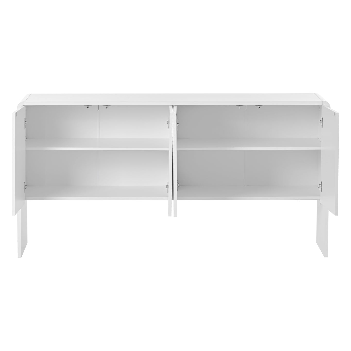 TREXM Minimalist Style 60"L Large Storage Space Sideboard with 4 Doors and Rebound Device for Living Room and Entryway (White)